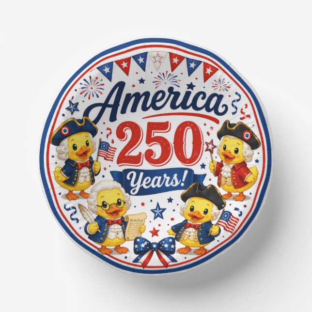 America 250 Entenfeier Pappteller (Vorderseite)
