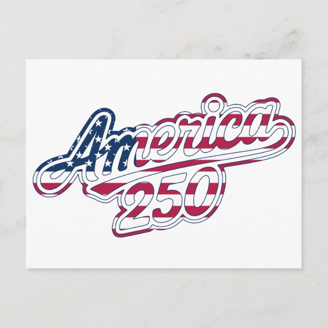 America 250 Flag Script 250-Jahr-Feier Design Postkarte (Vorderseite)
