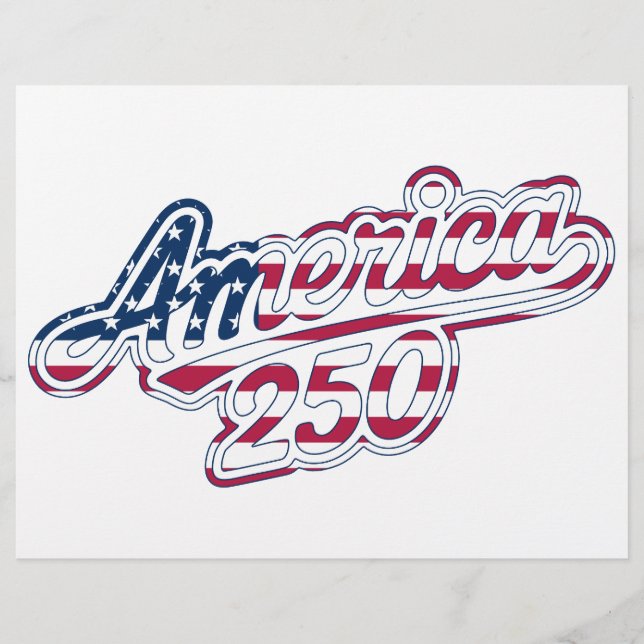 America 250 Flag Script Halbquinquennendesign Briefbogen (Vorderseite)