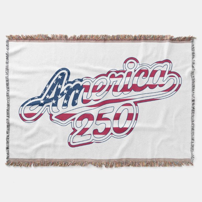 America 250 Flag Script Halbquinquennendesign Decke (Vorderseite)