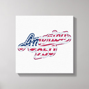 America 250 Flag Script Halbquinquennendesign Leinwanddruck