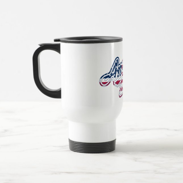 America 250 Flag Script Halbquinquennendesign Reisebecher (Links)