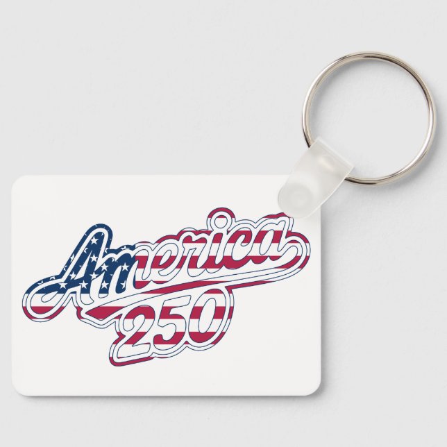America 250 Flag Script Semiquincentennial Design Schlüsselanhänger (Vorderseite)