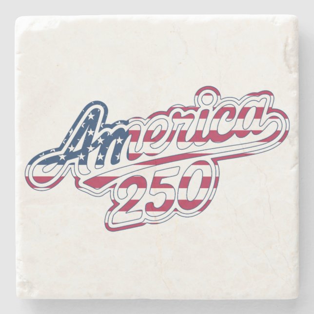 America 250 Flag Script Semiquincentennial Design  Steinuntersetzer (Vorderseite)