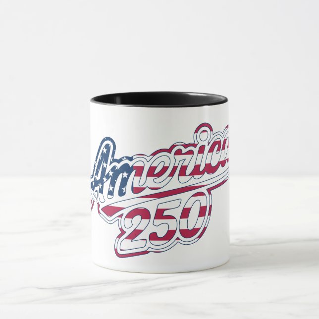 America 250 Flag Script Semiquincentennial Design Tasse (Zentrum)