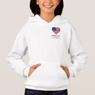 America 250 Flagge Herz 1776-2026 Mädchen Hoodie