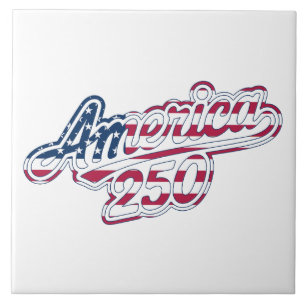 America 250 Flaggen-Schriftzug Semiquincentennial Fliese