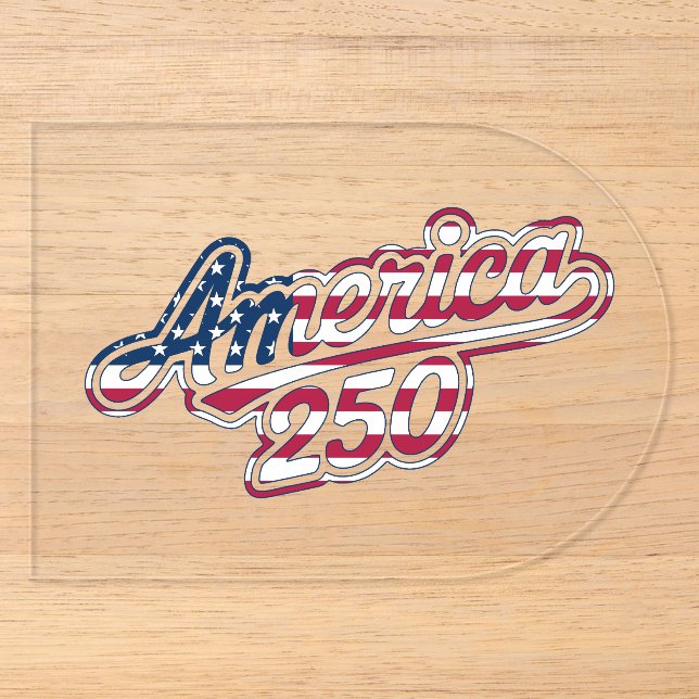 America 250 Flaggen-Script Semiquincentennial-Desi Acryleinladungen (Vorderseite)