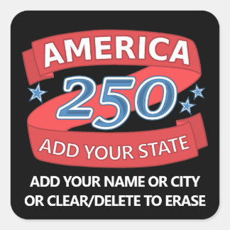 America 250 Füge Staat und Text Semiquincentennial Quadratischer Aufkleber