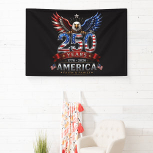 America 250 Glaube Familie Patriotischer Adler Banner