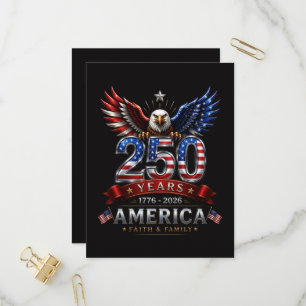 America 250 Glaube Familie Patriotischer Adler Einladungspostkarte
