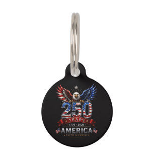 America 250 Glaube Familie Patriotischer Adler Haustiermarke