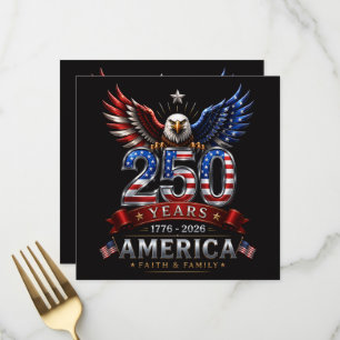 America 250 Glaube Familie Patriotischer Adler Menükarte