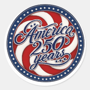 America 250 Jahre Patriotisches Wirbel-Emblem Retr Runder Aufkleber