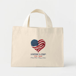 America 250. Jubiläums-Flagge-Herz-Tiny-Tasche Mini Stoffbeutel