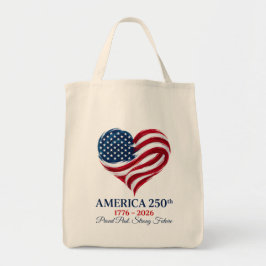 America 250. Jubiläumsflagge Herz Grocery Tote Tragetasche