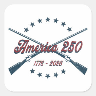 America 250 Kreuzförmig angeordnete Gewehre Patrio Quadratischer Aufkleber