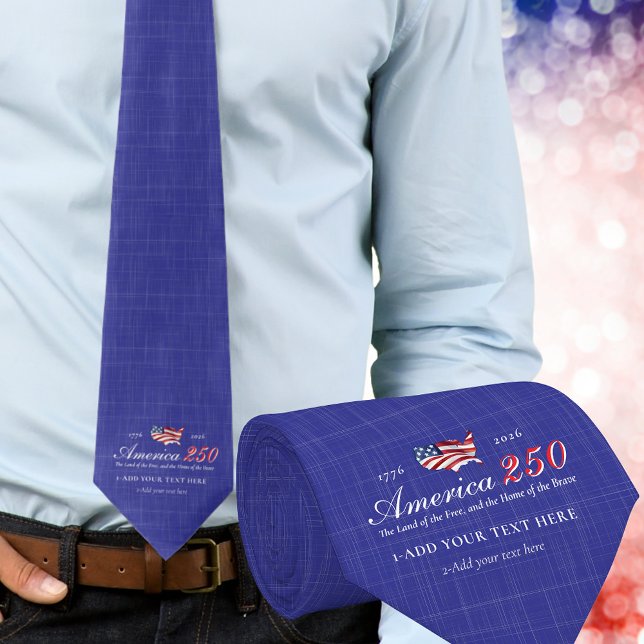 America 250 Land of Free Home Brave Patriotic Blue Krawatte (America 250 Land of Free Home Brave Patriotic America Anthem Independence Day Keepsake Blue Neck Tie)