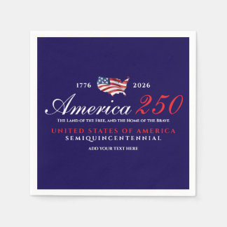 America 250 Land of Free Home Brave Patriotic Blue Serviette