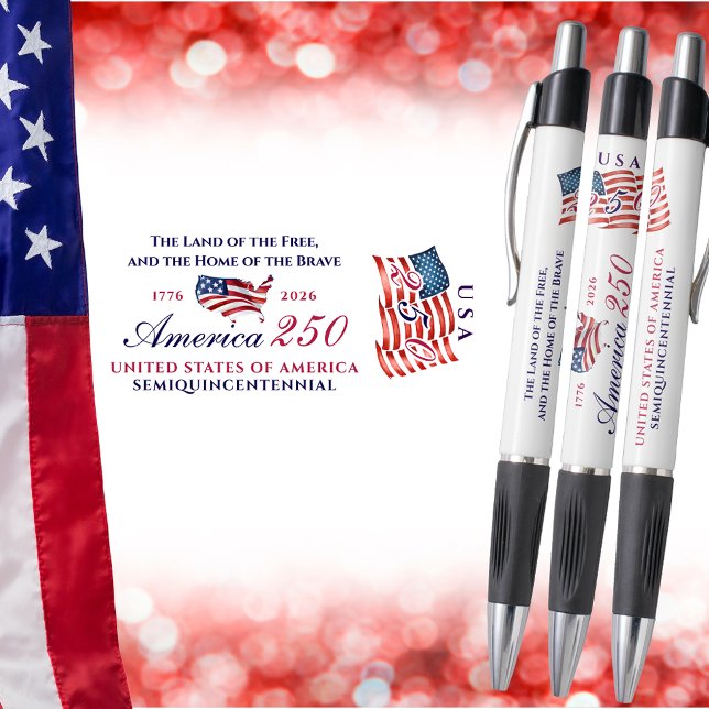 America 250 Land of Free Home Brave Red Patriotic Kugelschreiber (America 250 Land of Free Home Brave Red Patriotic American Flag Semiquincentennial Keepsake Pen)