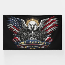 America 250 Patriotic Eagle and Military Tribute Banner