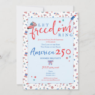America 250 Patriotisch Lass die Freiheit erklinge Einladung