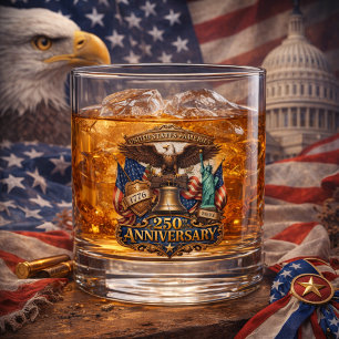 America 250 Patriotischer Adler und Freiheits Trib Whiskyglas