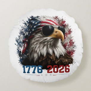 America 250 Patriotischer Adlerflagge  1776–2026 Rundes Kissen