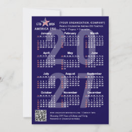 America 250 Patriotisches Blau 2027 Kalenderkarte