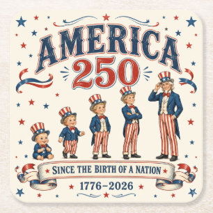 America 250 rechteckiger pappuntersetzer