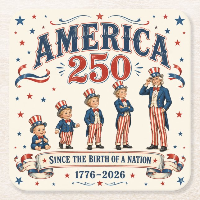 America 250  rechteckiger pappuntersetzer (Vorderseite)