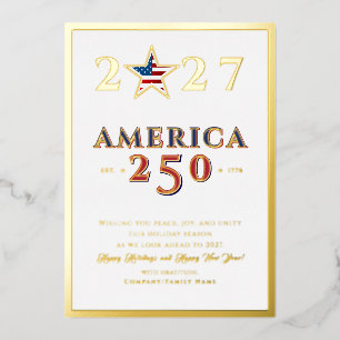 America 250 Semiquincentennial Patriotischer Stern Folien Feiertagskarte