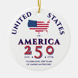America 250 United Staaten Patriotic Keepake Gift Keramik Ornament