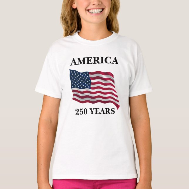 America 250 Years Flag Mädchen T-Shirt (Vorderseite)