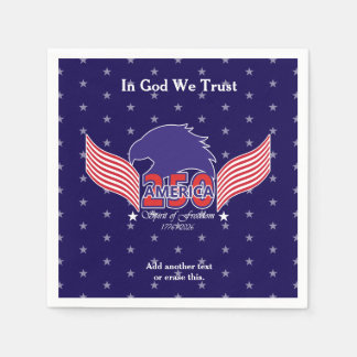 America 250th-Spirit of Freedom-Blue-Editable Text Serviette