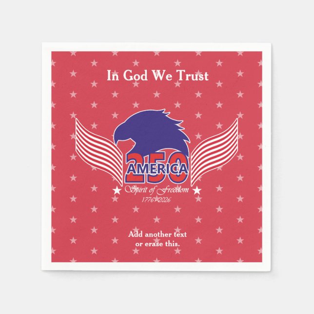America 250th-Spirit of Freedom-Red-Editable Text Serviette (Vorderseite)
