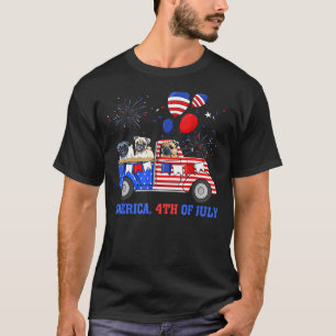 America 4. Juli Mops-Hundemama Amerikanische Flagg T-Shirt