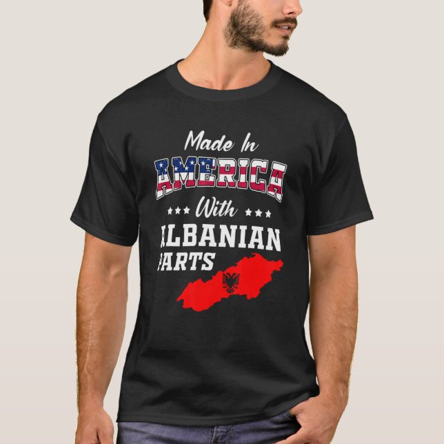 America Albanian Parts Albania Map USA Flag Ancest T-Shirt (Vorderseite)