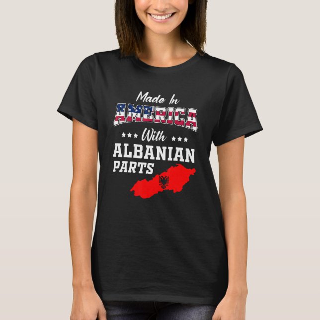 America Albanian Parts Albania Map USA Flag Ancest T-Shirt (Vorderseite)