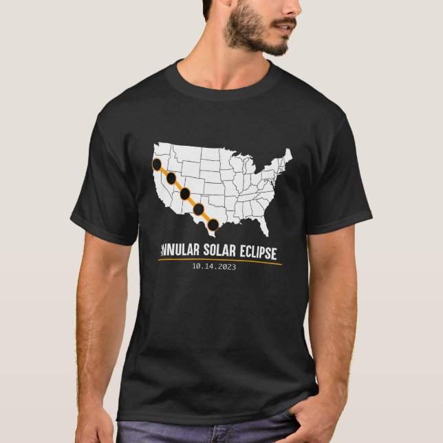 America Annular Solar Eclipse Shirt Map USA 2023 S (Vorderseite)