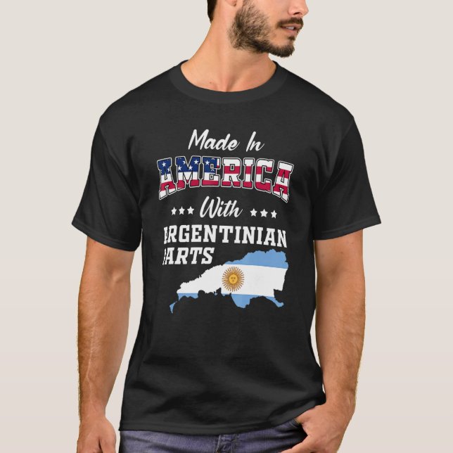 America Argentinier Part Argentina Map USA Flag Ro T-Shirt (Vorderseite)