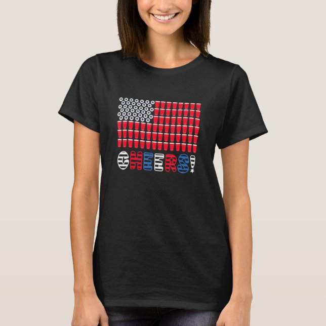 America Beer 4th Of July Usa Flag  Cheers T-Shirt (Vorderseite)