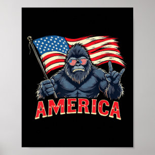 America Bigfoot Sasquatch 4. Juli US-Flagge Rock P Poster