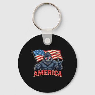 America Bigfoot Sasquatch 4. Juli US-Flagge Rock P Schlüsselanhänger