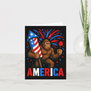 America Bigfoot Usa Firework Patriotic Sasquatch 4 Karte
