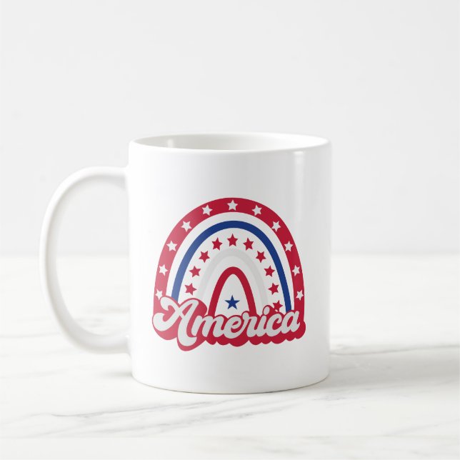 America Boho Rainbow 4 vom Juli 1776 Kaffeetasse (Links)