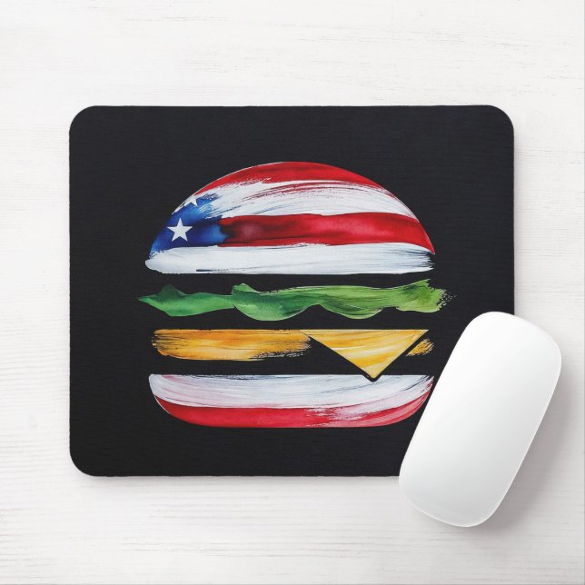 America Burger (Schwarze Malerei Nr. 2) Mousepad (Mit Mouse)