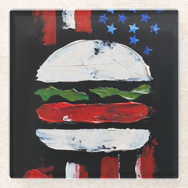 America Burger (Schwarze Malerei Nr. 7) Glasuntersetzer (Vorderseite)