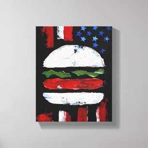 America Burger (Schwarze Malerei Nr. 7) Leinwanddruck