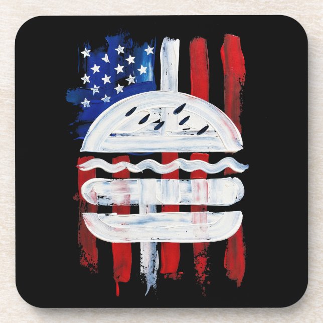 America Burger (Schwarzes Gemälde Nr. 1) Getränkeuntersetzer (Vorderseite)